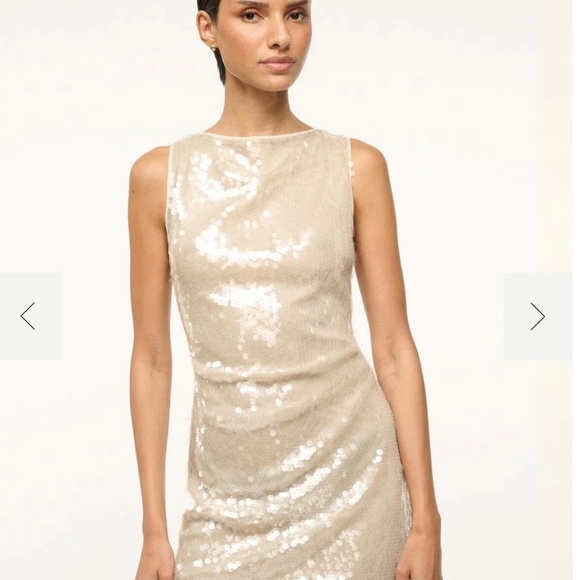 STAUD Eton Sequin Mini Dress in Moon - Size M - Picture 7 of 10